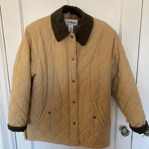 L. L. Bean Thermore Tan Quilted Chore Coat Jacket Vintage Medium 70s 80s Style